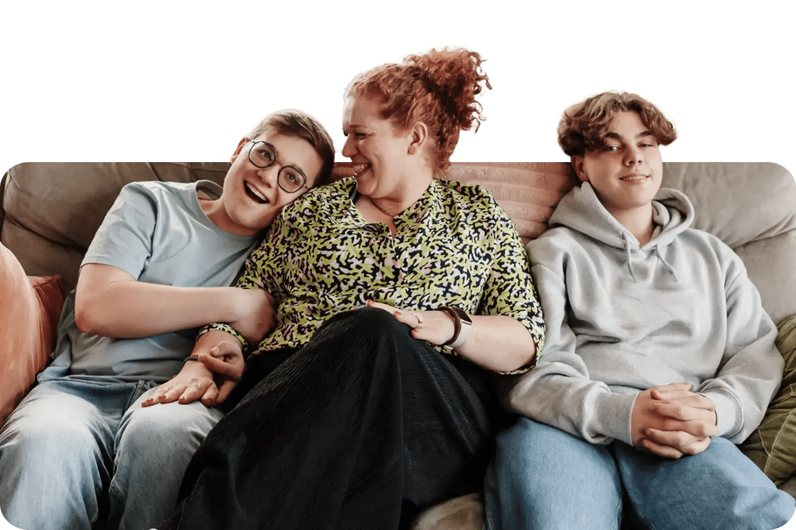 Happy family laughing together