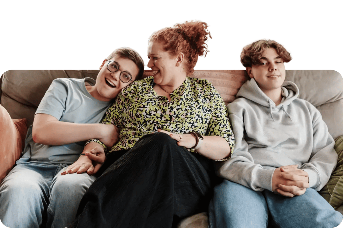 Happy family laughing together