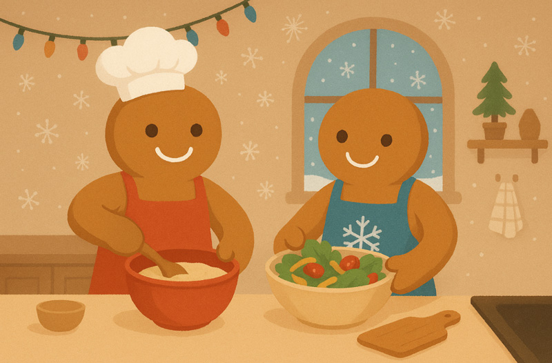 WAC Holiday Cooking illustration of gingerbread cookies
